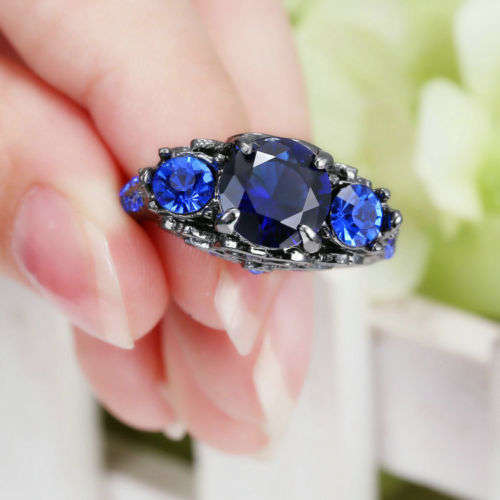 Elegant Blue Crystal Ring - Size 6