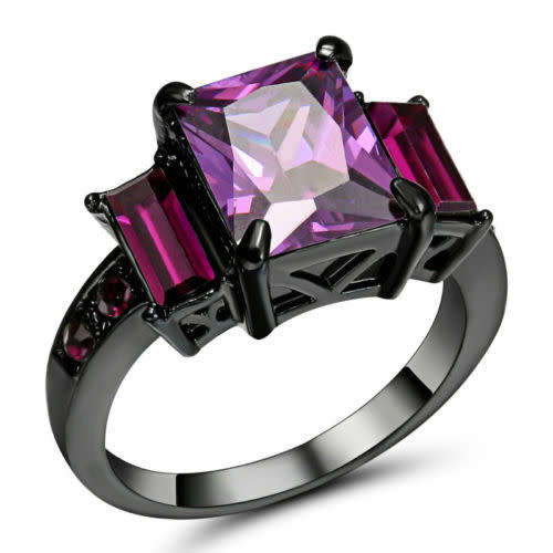 Stunning  Purple Crystal Ring - Size 9