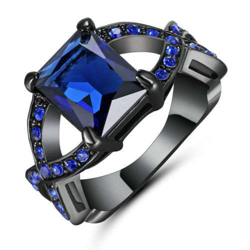 Beautiful Dark Blue Crystal Ring - Size 6 3/4