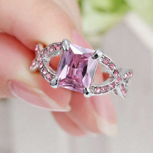 Pink Crystal Ring - Size 8