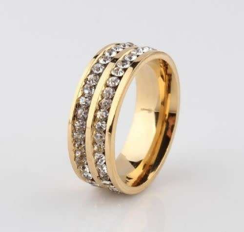 Stunning Diamante Gold Plated Ring - Size 8