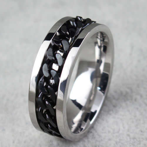 Men's Stainless Steel Chain Ring - Size 10 1/2