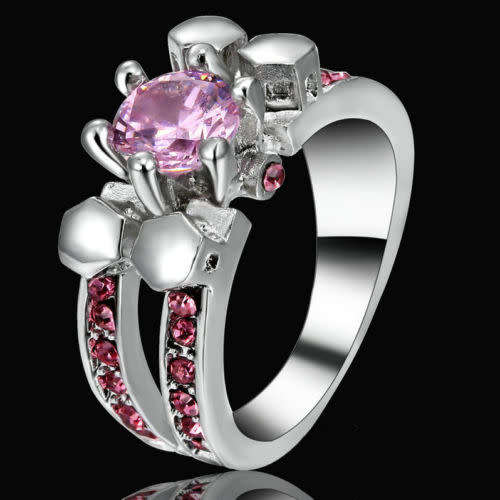 Beautiful Pink Crystal Fashion Ring - Size 6