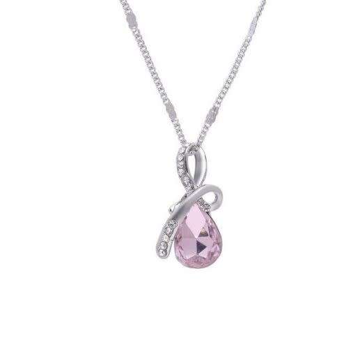 Women's Light Pink Crystal Teardrop Fashion Necklace