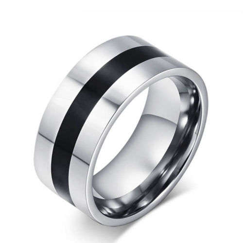 ****New**** Men's Black Band Stainless Steel Ring - Size 14