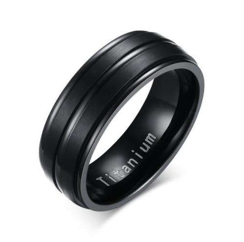 Elegant Men's Black Stainless Steel Fashion Ring - Size  7