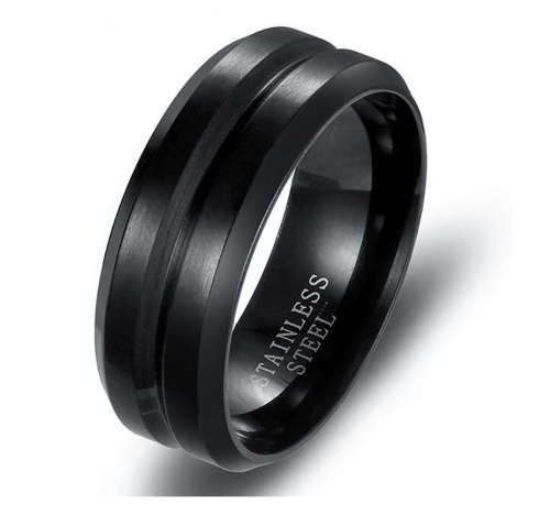Black Stainless Steel Fashion Ring - Size  11