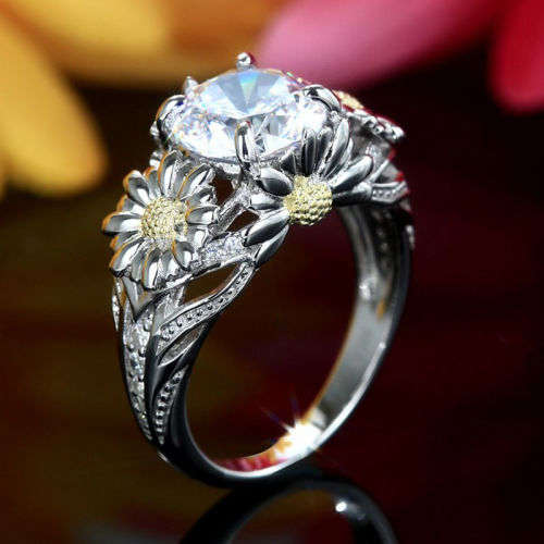 Elegant & Stylish Simulated Stone Chrysanthemum Ring - Size 7