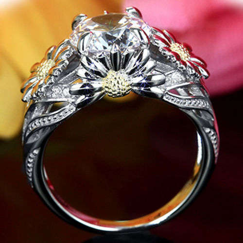 Elegant & Stylish Simulated Stone Chrysanthemum Ring - Size 7