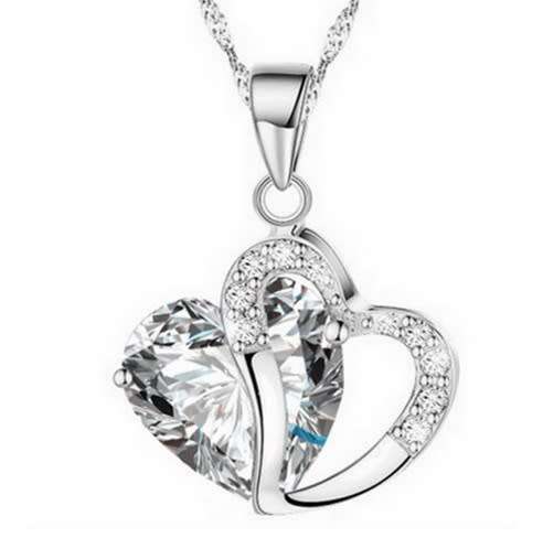 Luxurious White Crystal Heart Necklace