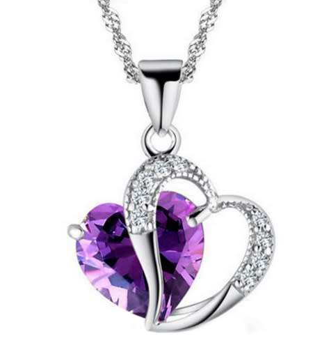 Luxurious Purple Crystal Heart Necklace