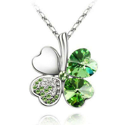 Stylish Green Crystal Flower Necklace