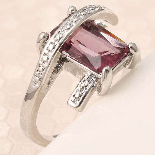 Stunning Purple Crystal Ring - Size 7