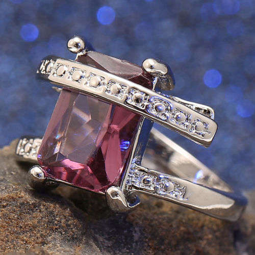 Stunning Purple Crystal Ring - Size 7