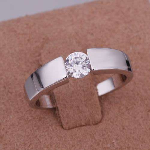925 Sterling Silver White Crystal Ring - Size 9 3/4