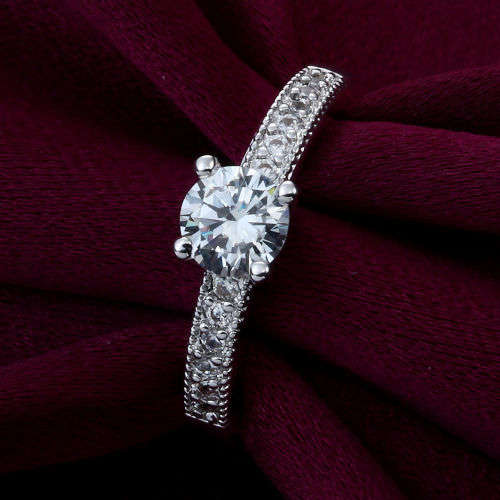 Luxurious Simulated Stone Engagement Ring - Size 9
