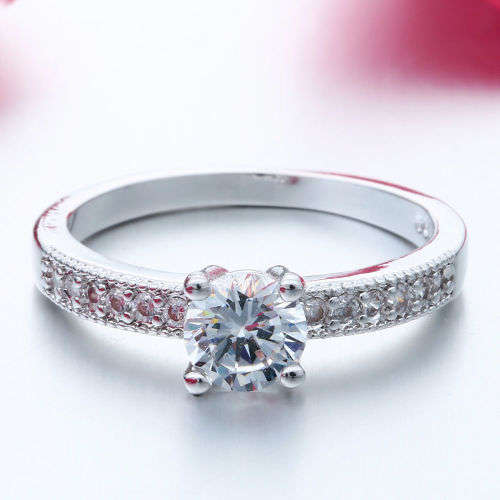 Luxurious Simulated Stone Engagement Ring - Size 9
