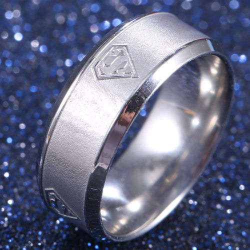 Stainless Steel Silver Superman Ring - Size  10