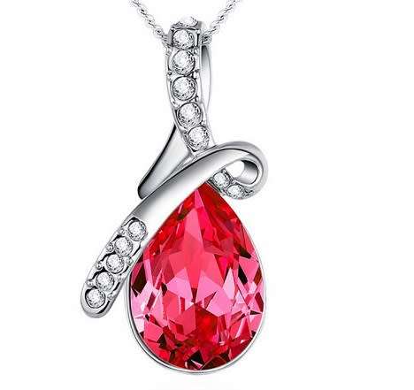 Gorgeous Red Crystal Teardrop Necklace