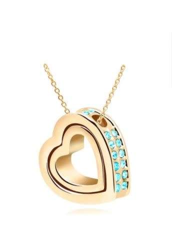 Beautiful Blue Crystal Heart Necklace