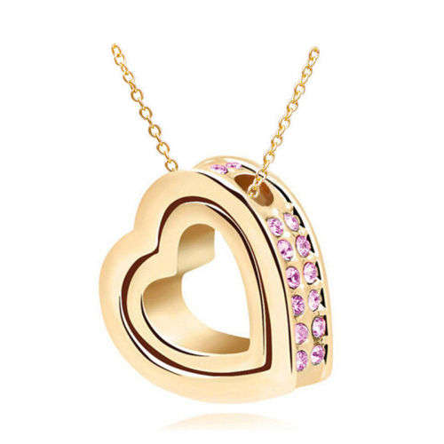 Beautiful Purple Crystal Heart Necklace