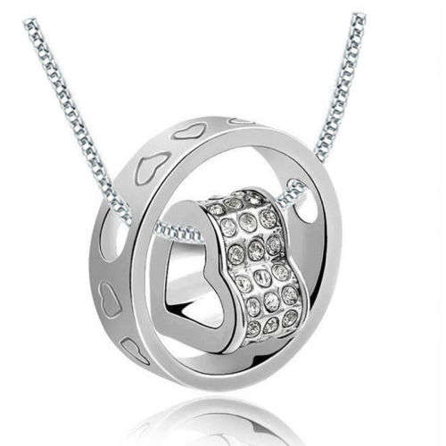 Beautiful White Crystal Heart Necklace