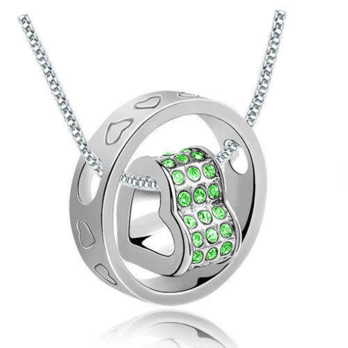 Beautiful Green Crystal Heart Necklace