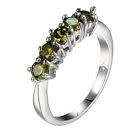 White Gold Filled Green Crystal Ring - Size 7