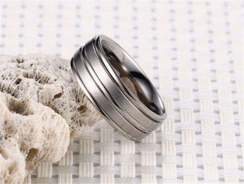 Stainless Steel Silver Band Ring - Size  8