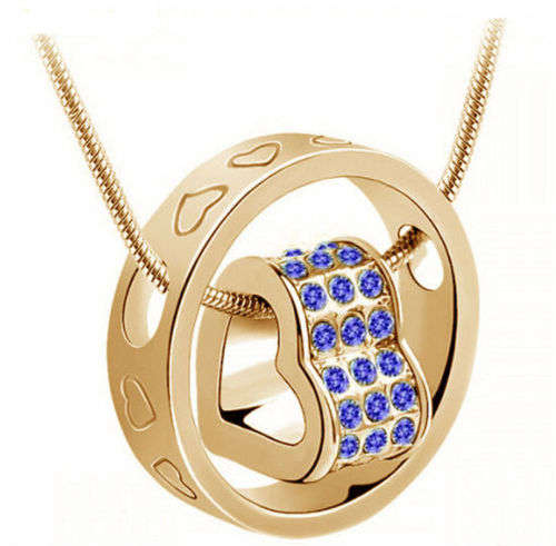 Beautiful Blue Crystal Heart Necklace