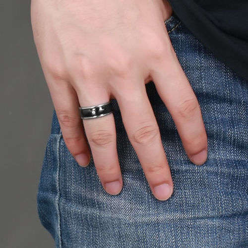 Elegant Stainless Steel Crystal Ring - Size 12