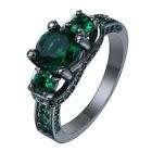 Elegant Black Gold Filled Emerald Green Crystal Ring - Size 6 1/4