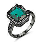 Stunning Black Gold Filled Green Crystal Ring - Size 5 1/2
