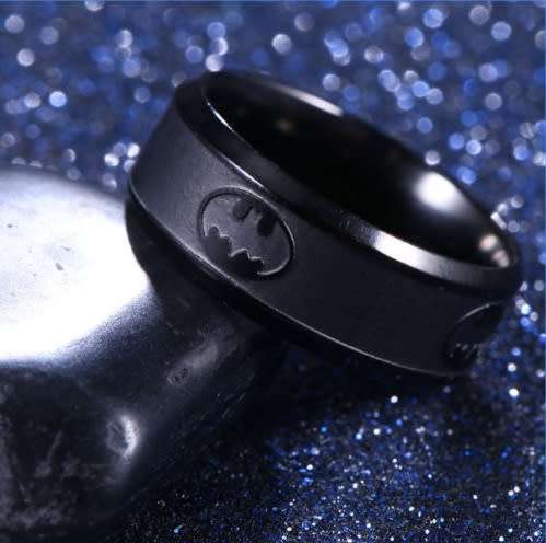 Black Stainless Steel Batman Ring - Size 9