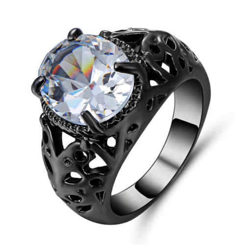 Elegant Black Gold Filled Vintage Gemstone Ring - Size 7