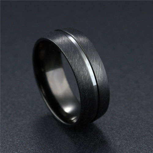 Black Stainless Steel Fashion Ring - Size  8