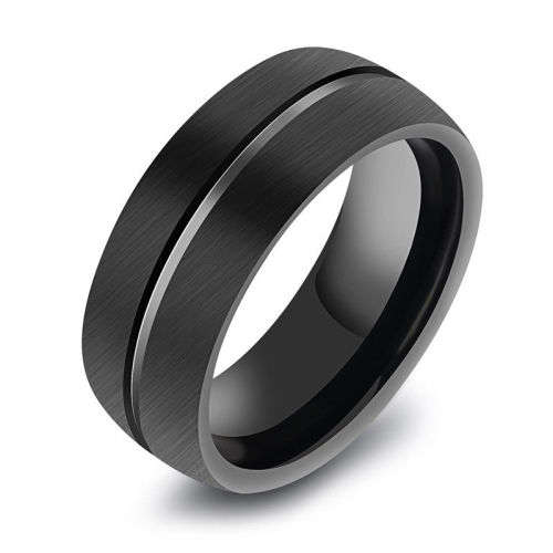 Black Stainless Steel Fashion Ring - Size  8