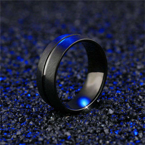 Black Stainless Steel Fashion Ring - Size  8