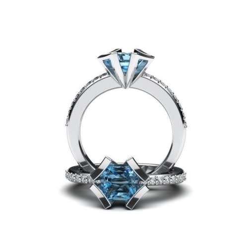 Elegant Blue Crystal Fashion Ring - Size 9