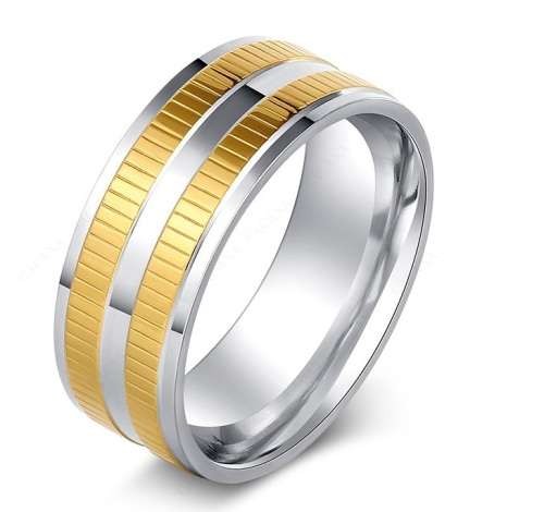 Elegant Stainless Steel (Silver & Gold Color) Ring - Size 7