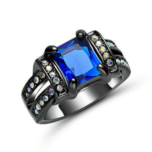Stunning Blue Crystal Fashion Ring - Size 7