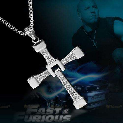 Fast & Furious Cross Pendant Necklace (Silver Plated)
