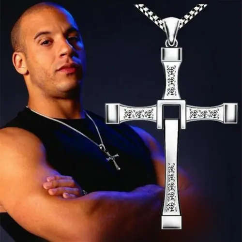 Fast & Furious Cross Pendant Necklace (Silver Plated)