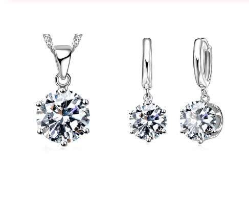 Stunning White Crystal Necklace & Earring Jewellery Set