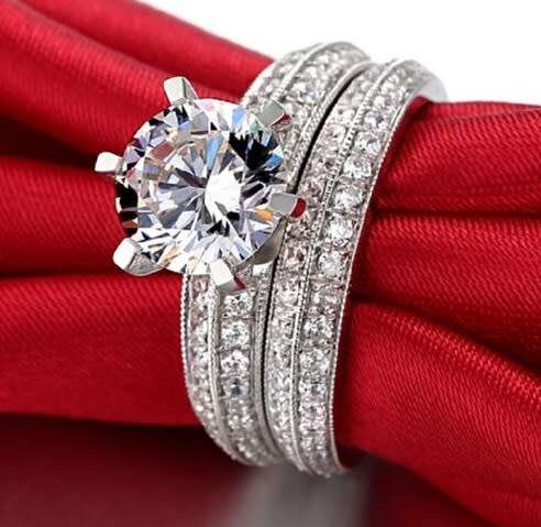 Stunning 2 Piece Crystal Ring Set - Size 8