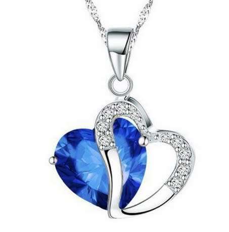 Luxurious Blue Crystal Heart Necklace