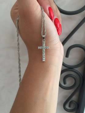 Exquisite White Crystal Cross Necklace