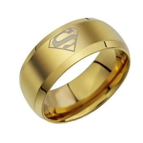 Stainless Steel Superman Ring - Size 9 1/2