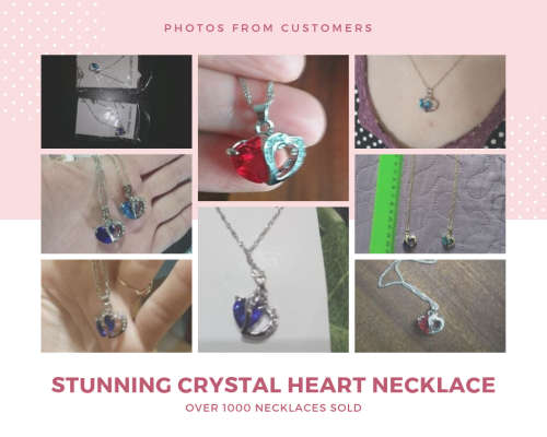 Stunning Light Blue Crystal Heart Necklace