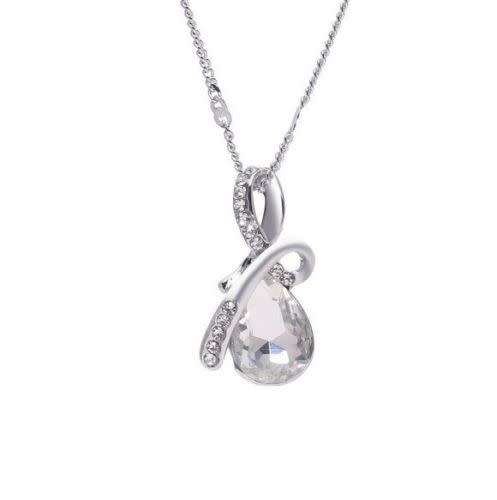 Clear Crystal Teardrop Necklace